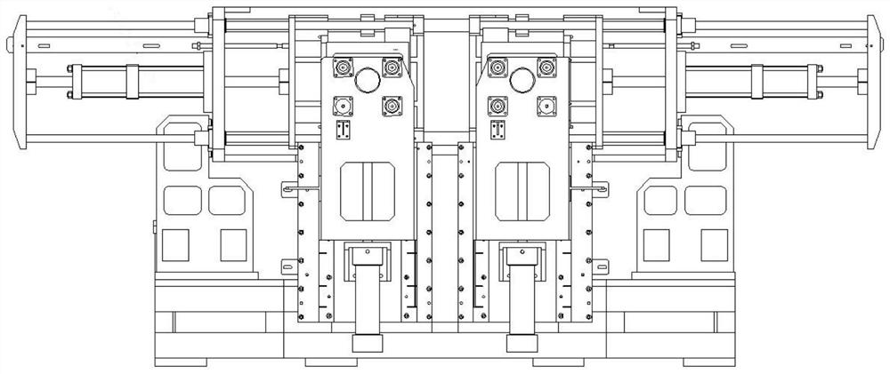 Double-mold casting machine for transverse core-pulling pouring of aluminum piston blank and using method of double-mold casting machine