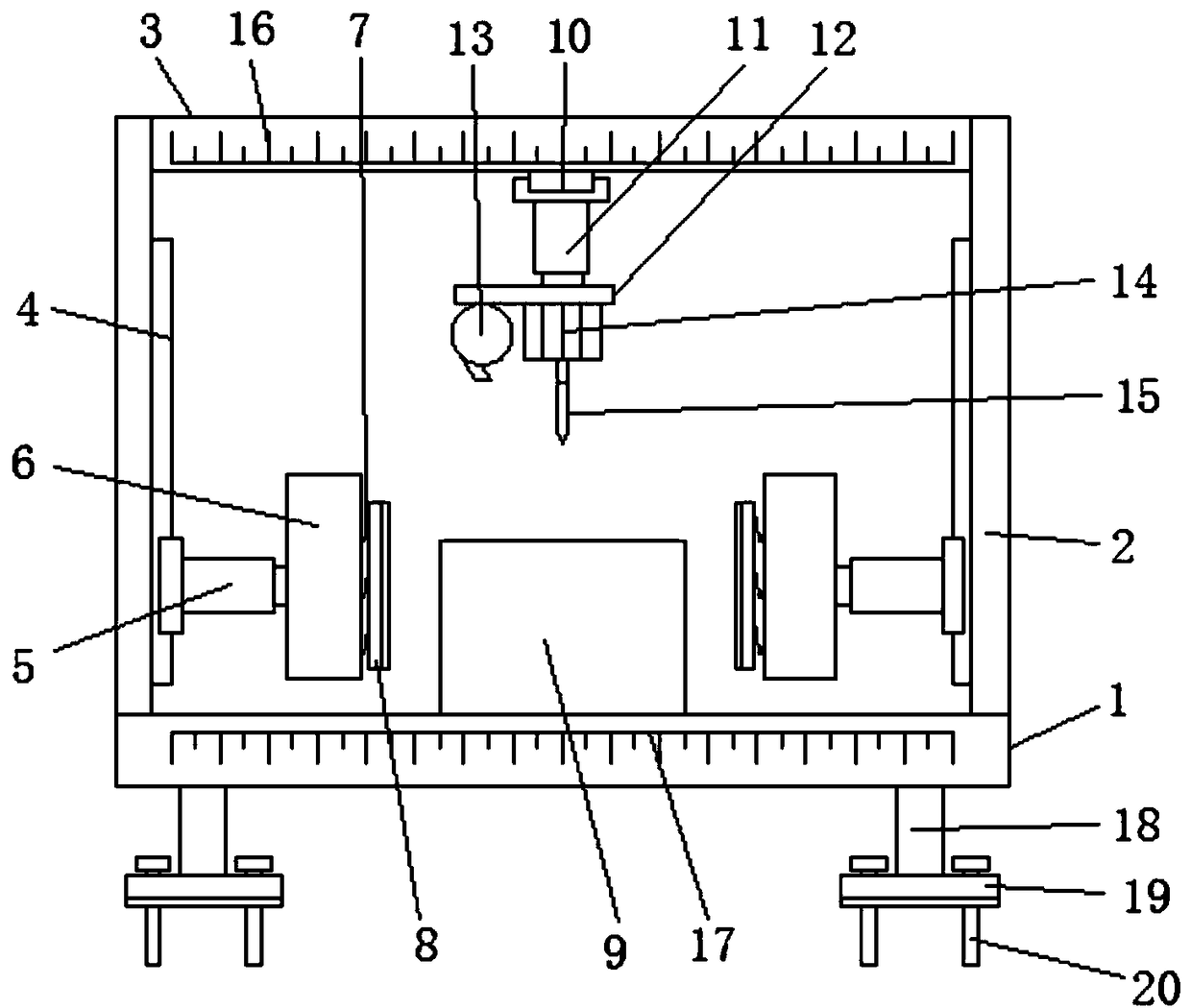 Adjustable punching device for plastic die production and machining