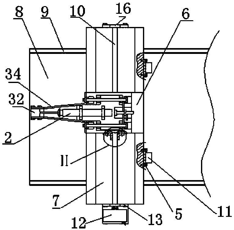 Device for processing inclined hole of flat plate of water diversion trench