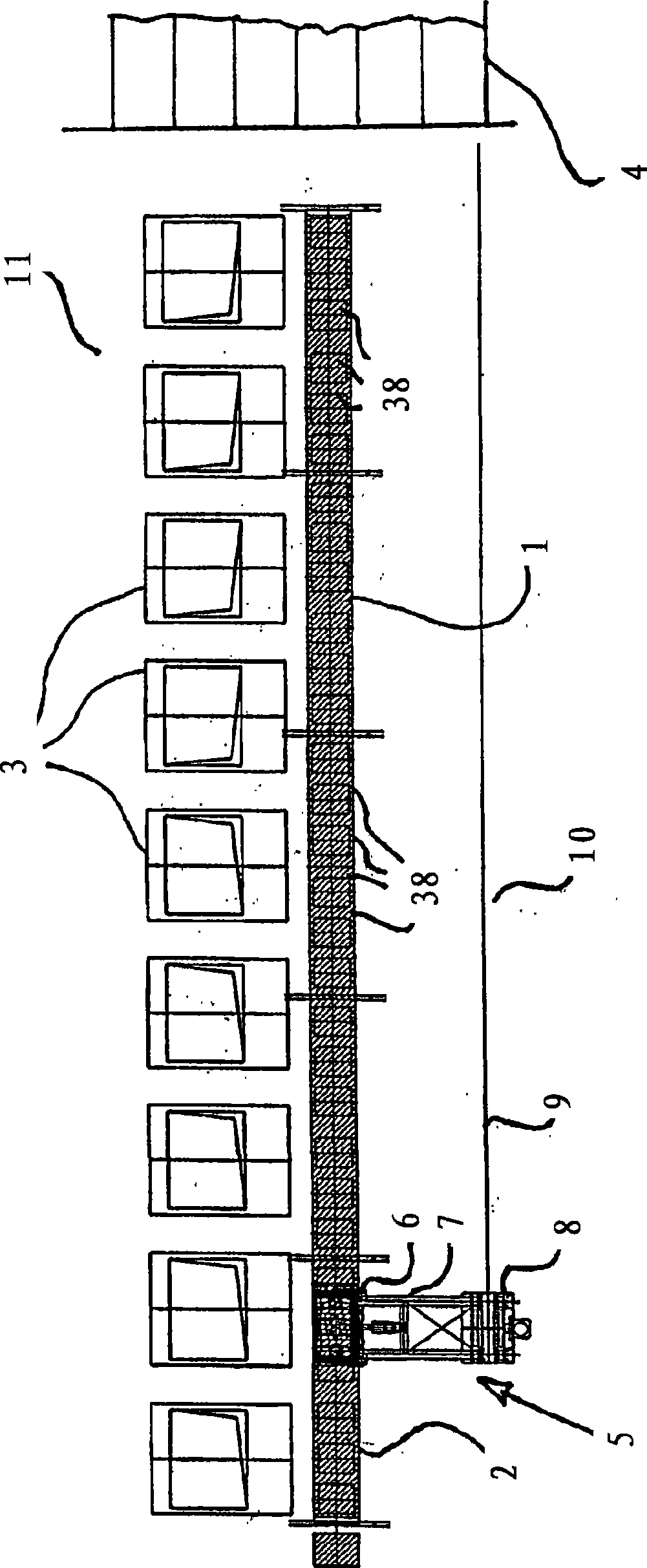 Method and device for removing loose material on wavy surfaces of stamped coal used for coking