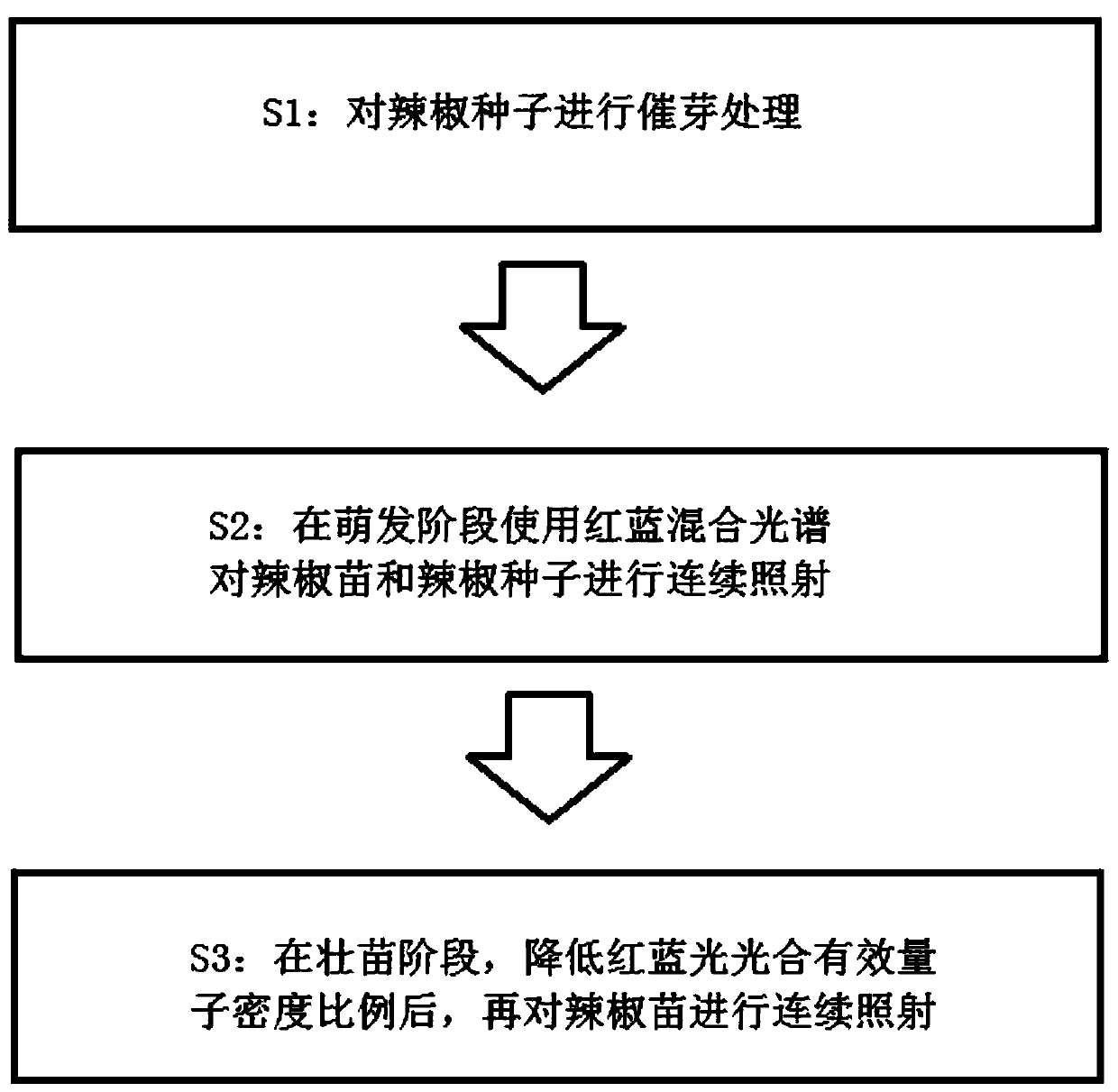 Light control hot pepper seedling raising method and illumination equipment