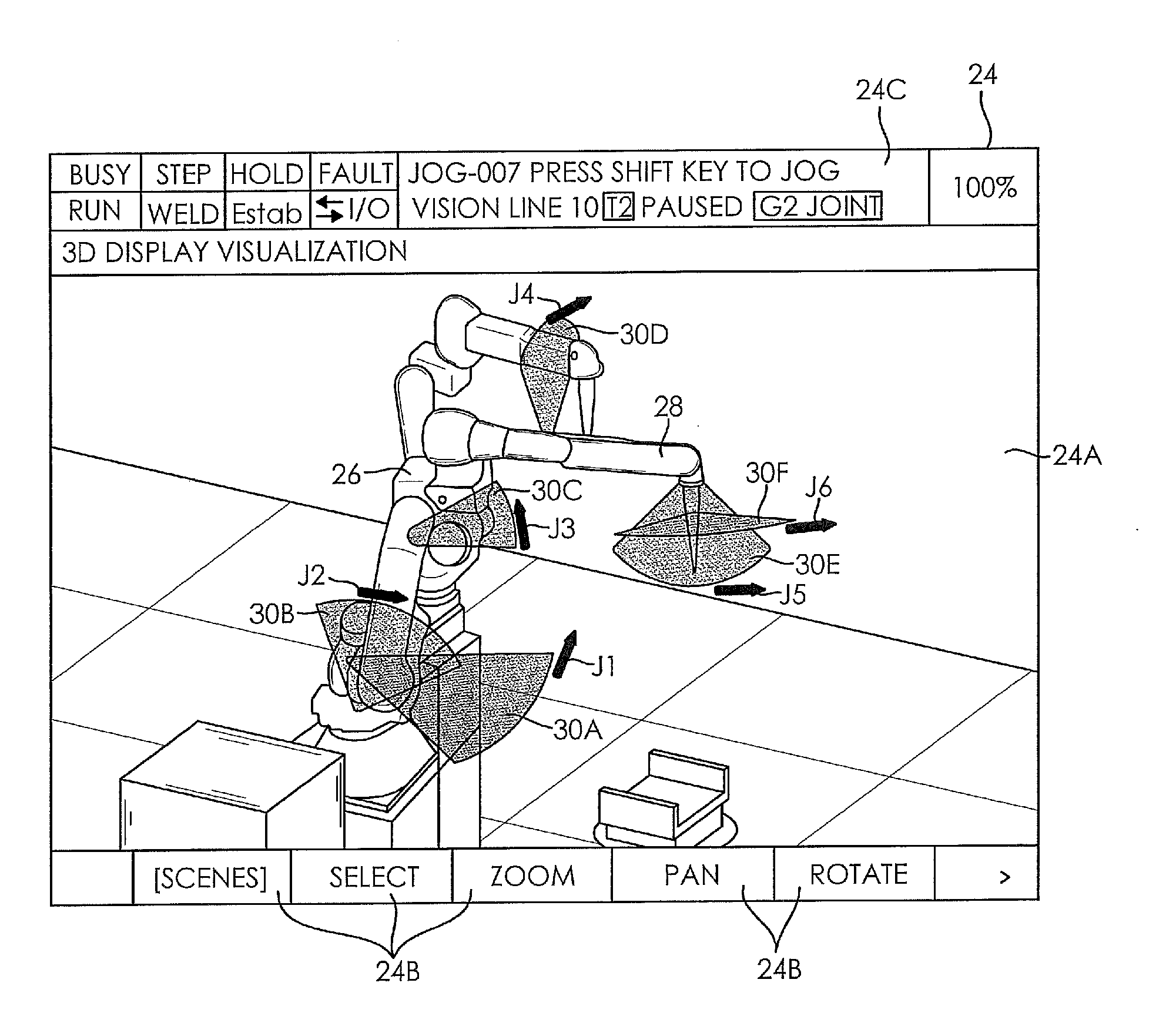 Robot teach device with 3-d display