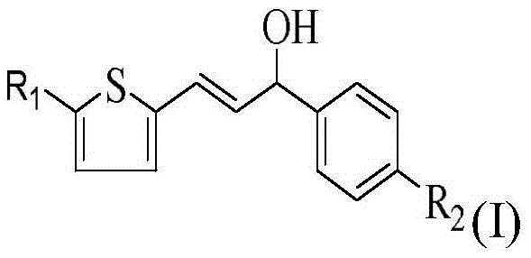 Thiophene allyl alcohol compound as well as preparation method and application thereof