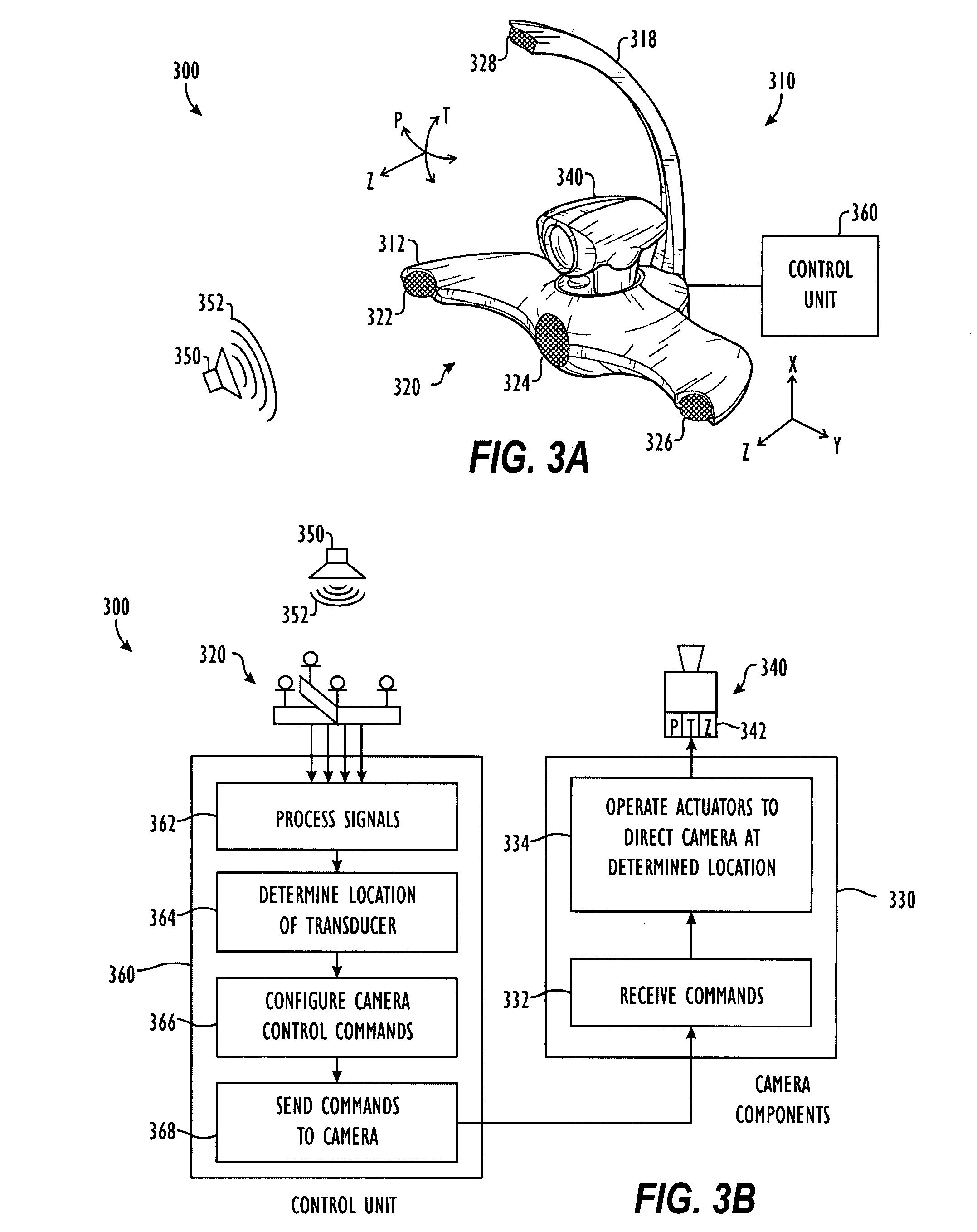 Ultrasonic camera tracking system and associated methods