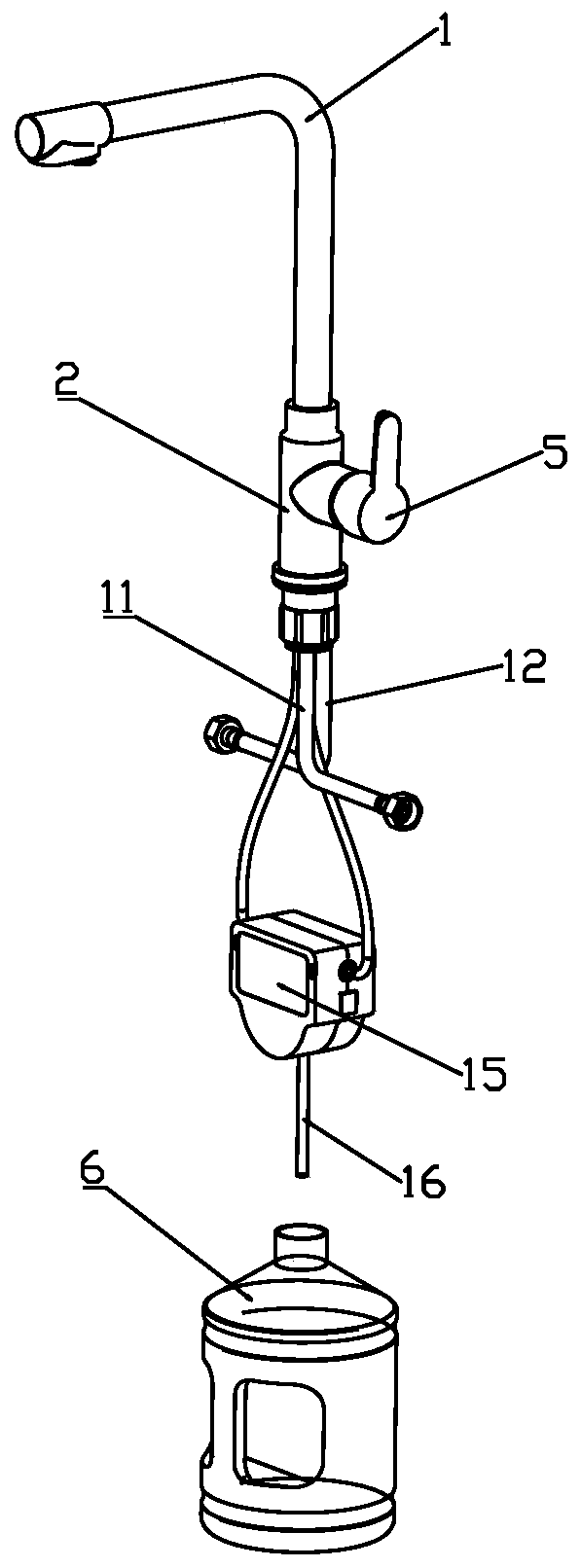 Non-pressure faucet and automatic soap dispenser device