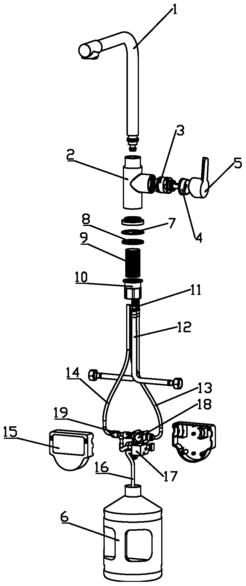 Non-pressure faucet and automatic soap dispenser device