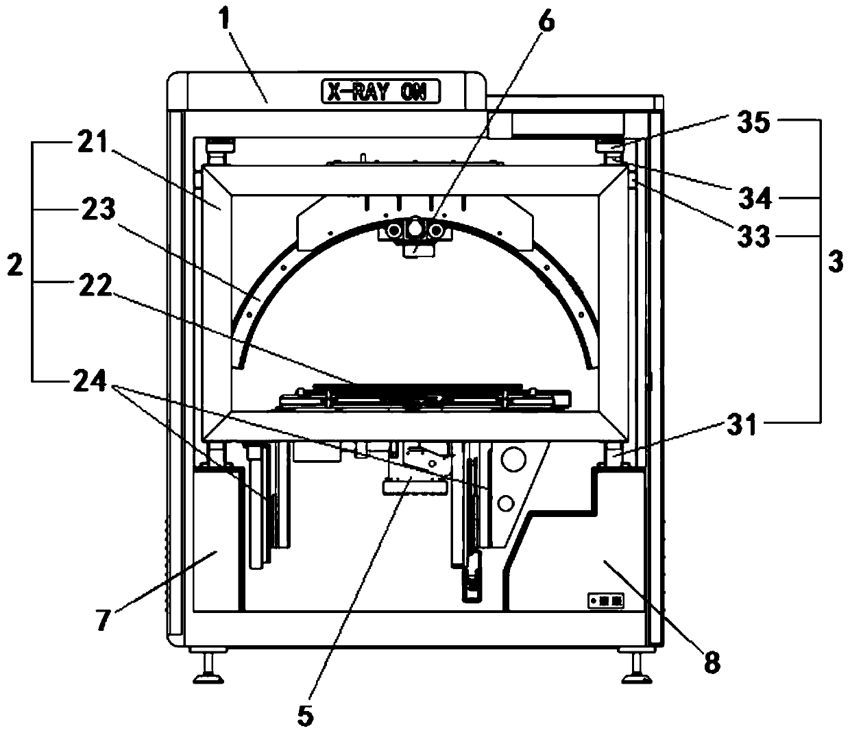 X-ray detection device based on five-axis movement platform