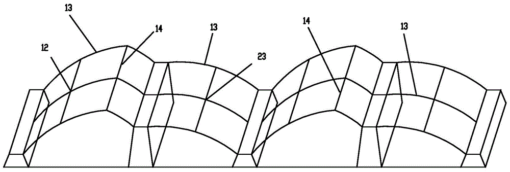 Ecological and energy-saving solar greenhouse of composite mud wall-canopy structure