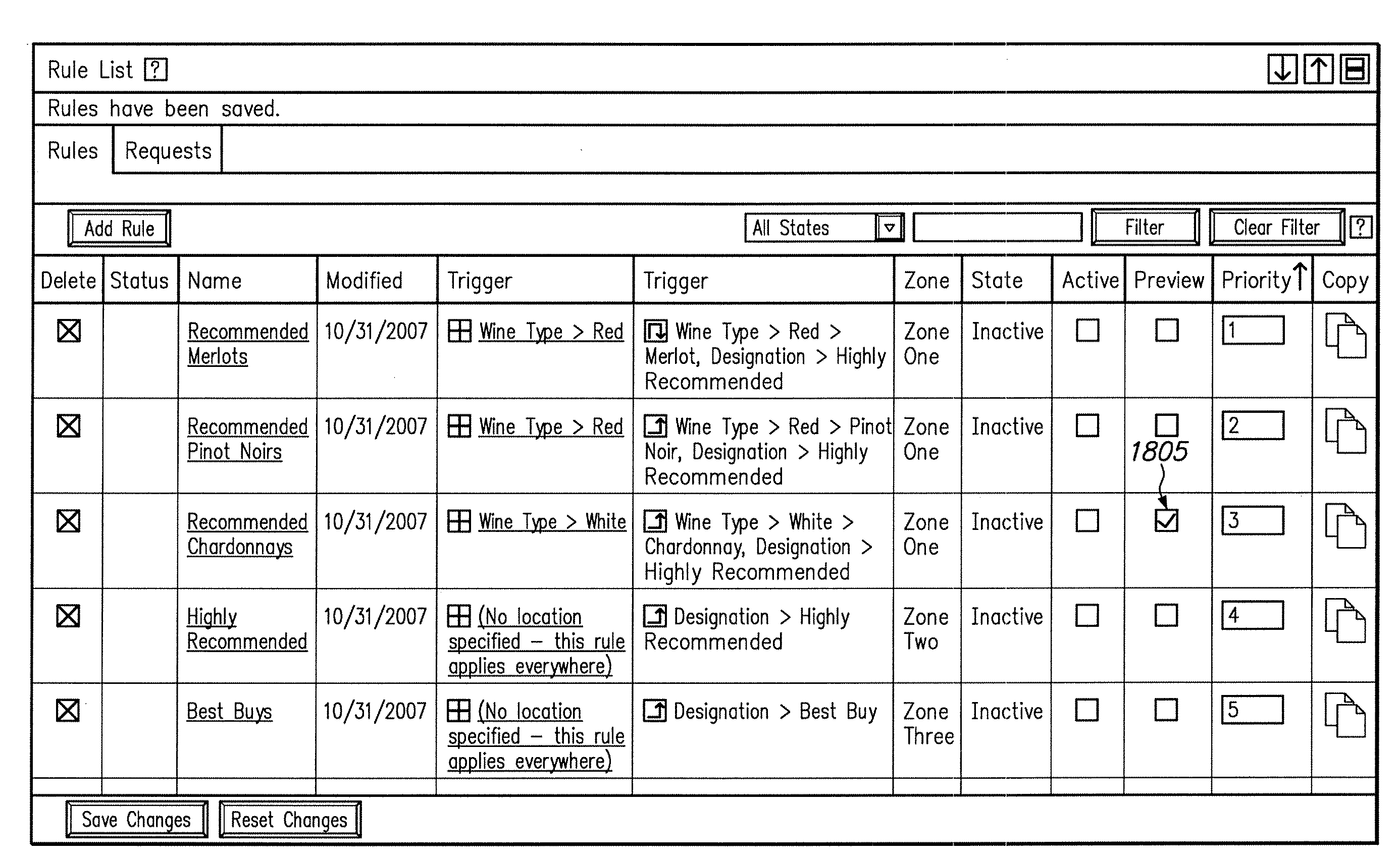 System and method for filtering rules for manipulating search results in a hierarchical search and navigation system