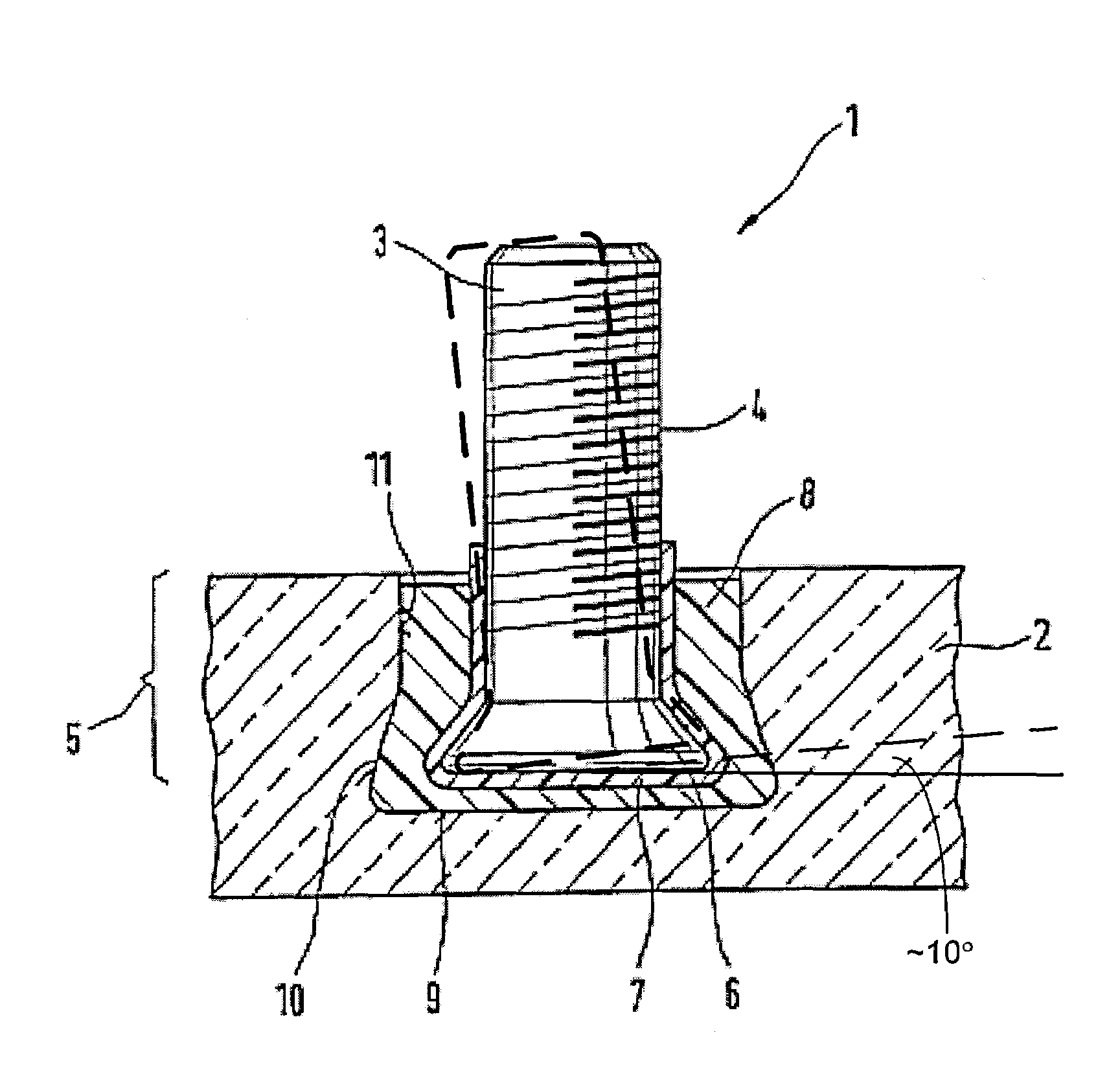 Fixing device for producing an anchoring in panels, especially panels consisting of glass
