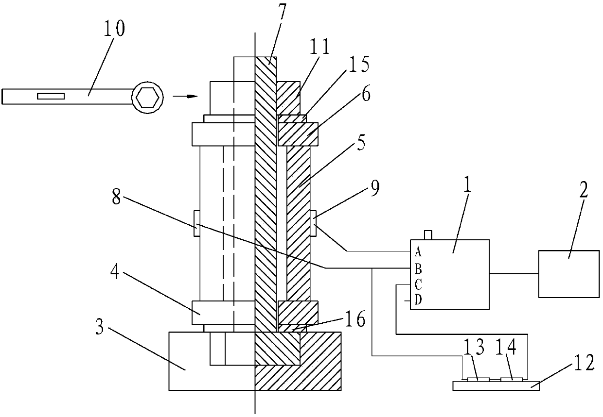 Device and method for testing amount of looseness of connecting pretightening force of after-fire high-strength bolt