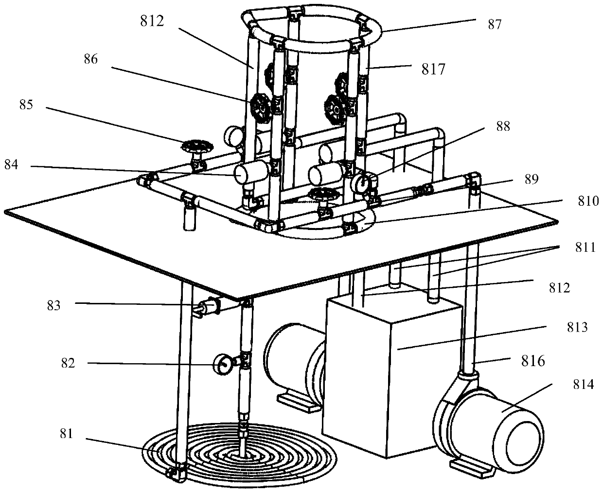 A simulation device for constant pressure control system of apron pipe network