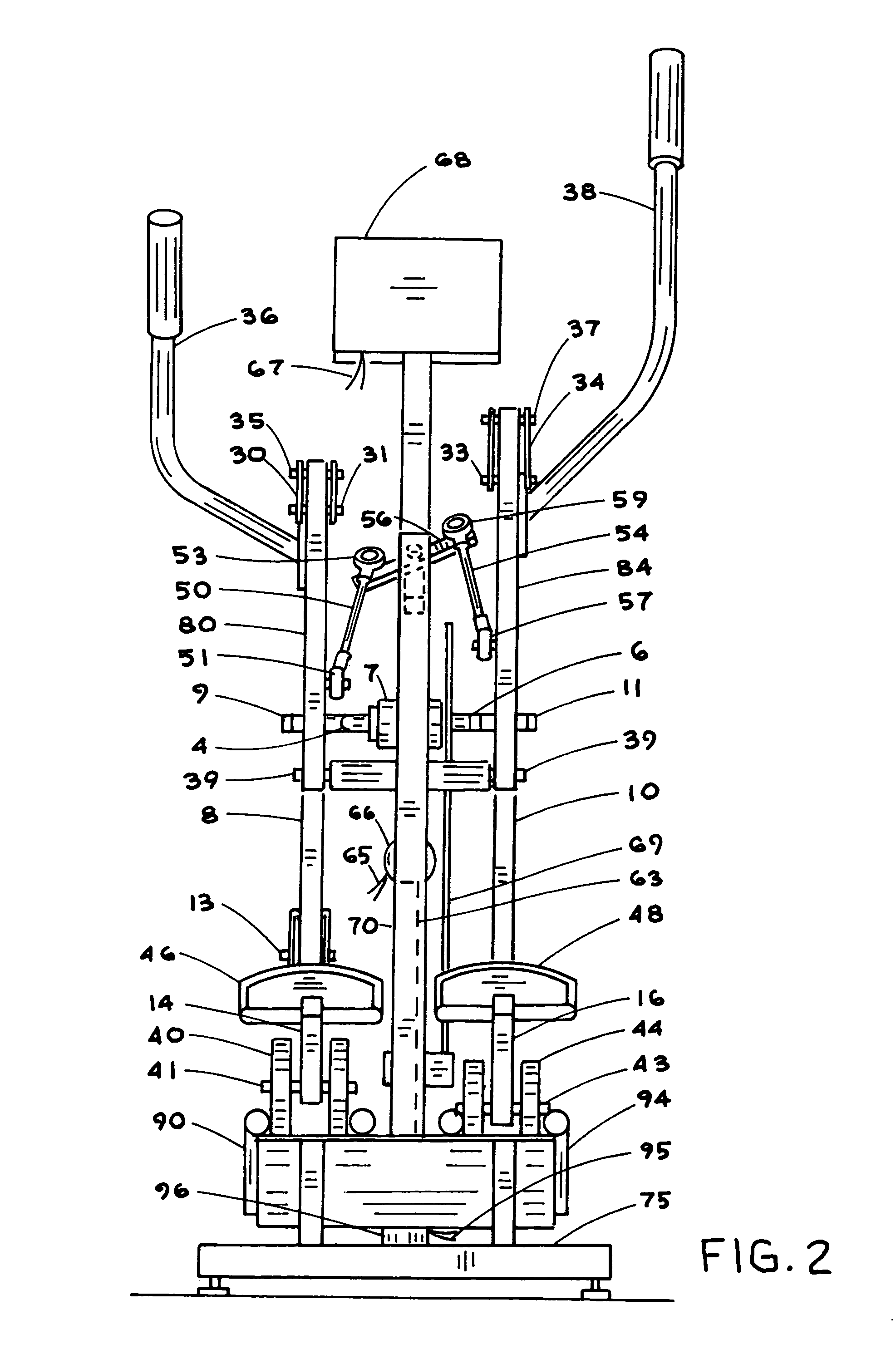 Free terrain elliptical exercise apparatus