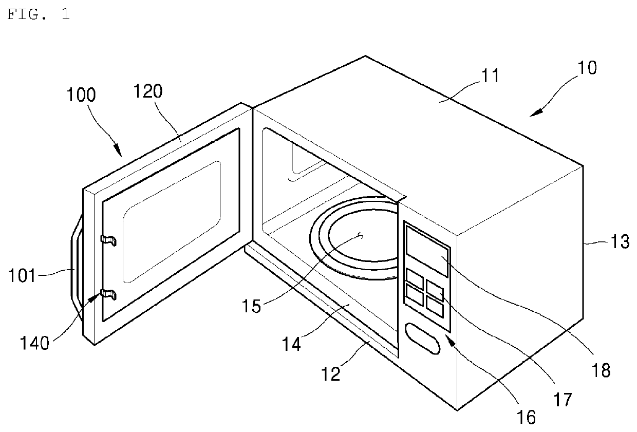 Structure for shielding electromagnetic waves, door and cooking appliance therewith