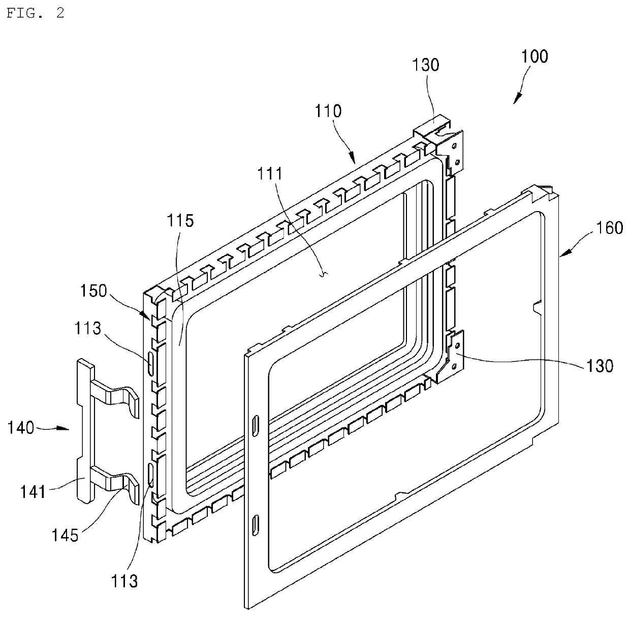 Structure for shielding electromagnetic waves, door and cooking appliance therewith