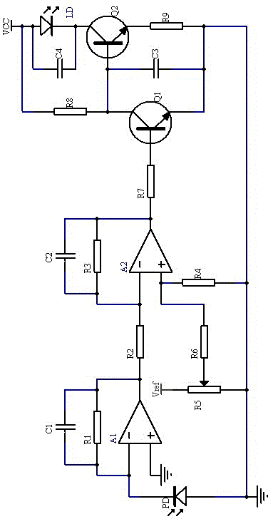 Drive circuit of coaxial pigtail laser