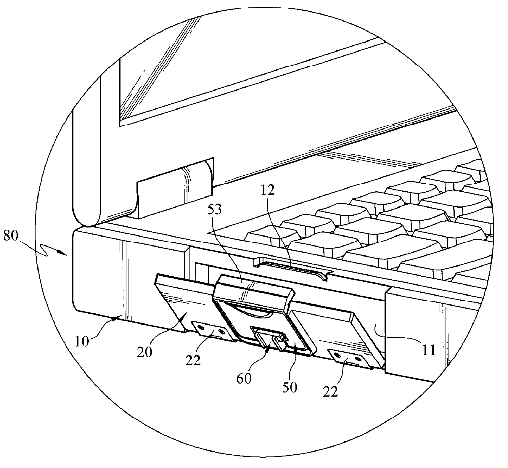 Lockable door assembly of an electronic device