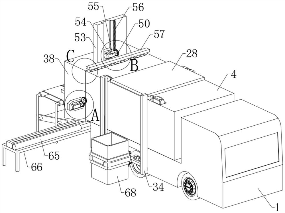 A garbage truck that is convenient for unloading sorted kitchen waste