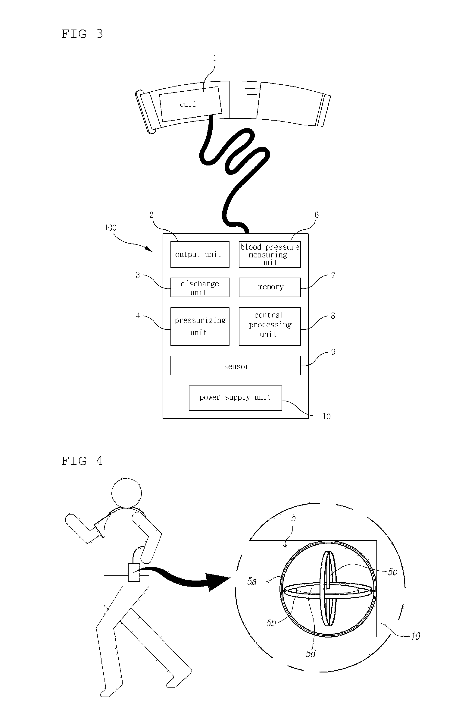 Apparatus and method of measuring blood pressure of examinee while detecting body activity of examinee