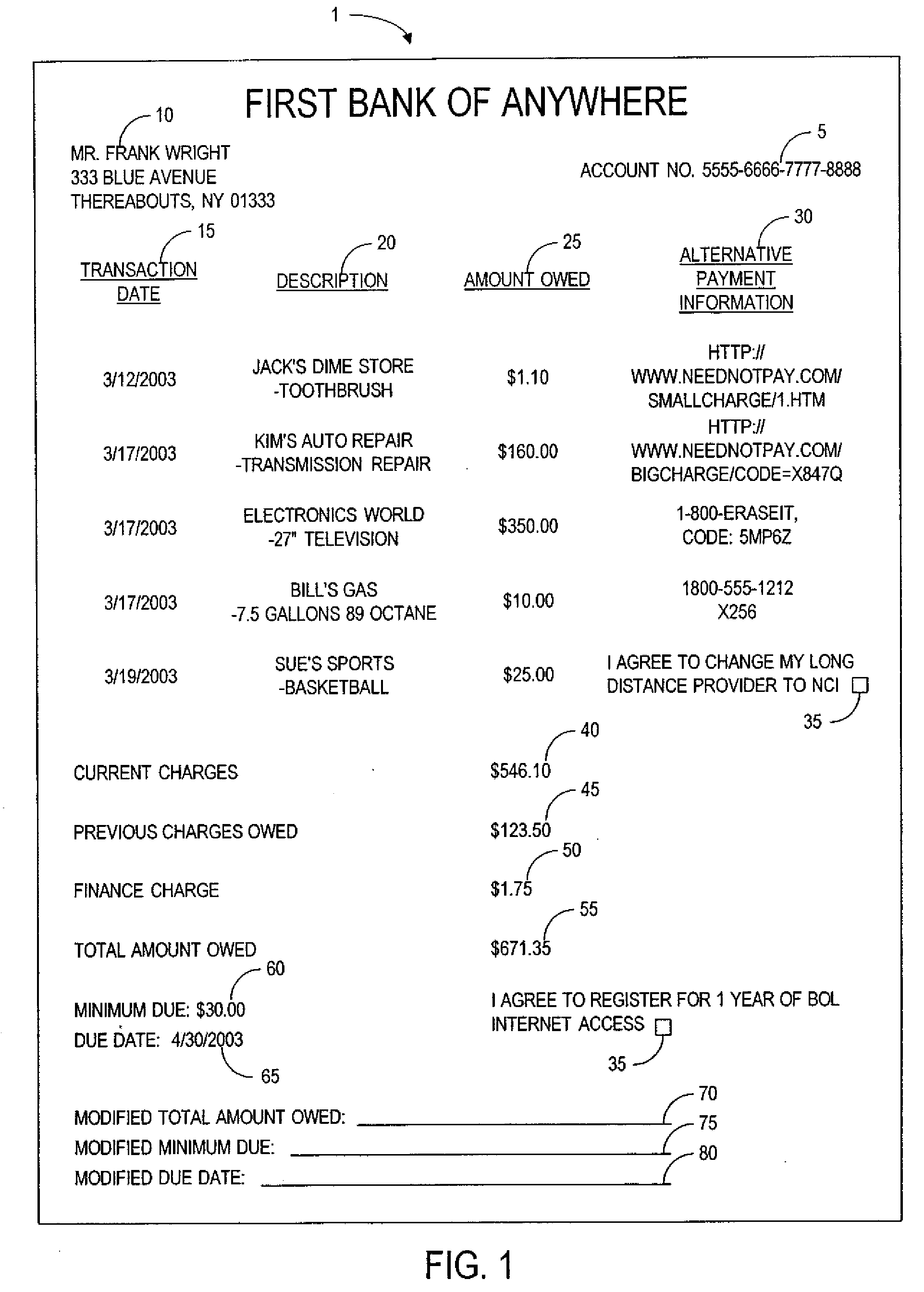 System for providing offers using a billing statement