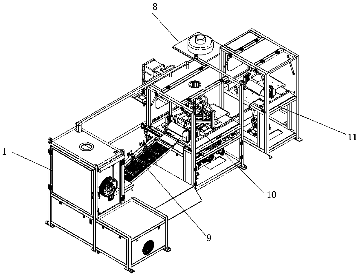 Continuous-casting and continuous-coating production line for plate grid