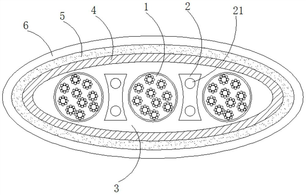 Low-creep, fatigue-resistant, bending-resistant and stretching-resistant reel flat cable