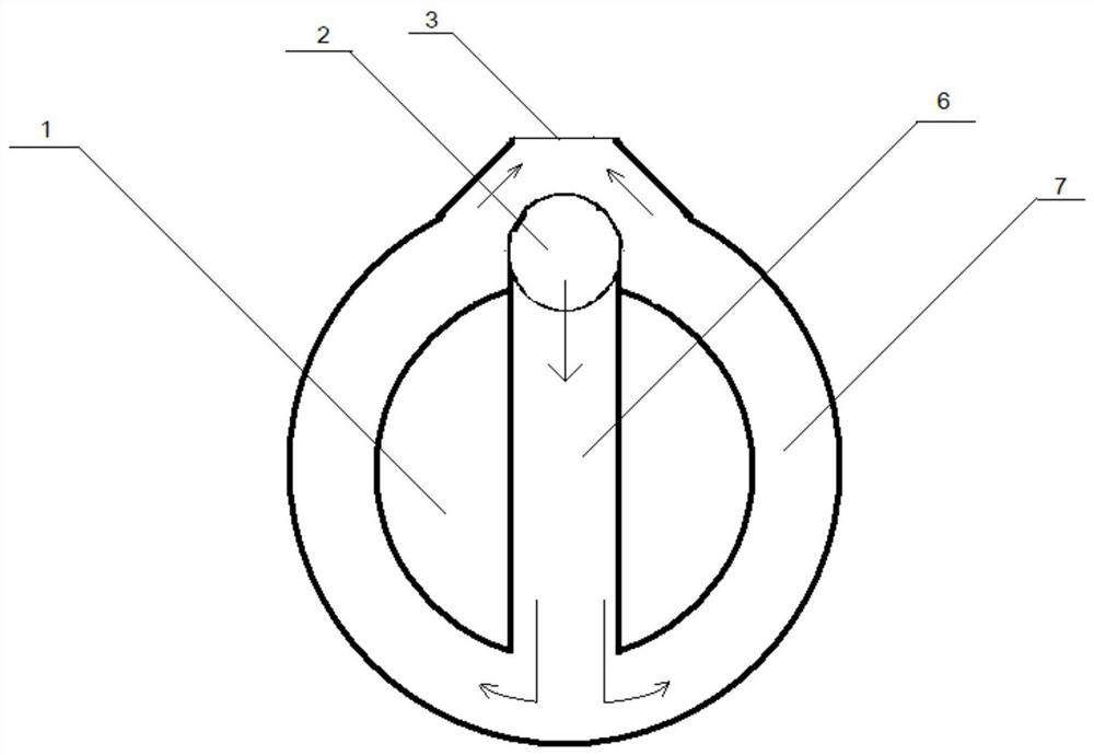 Descending flue heating base of combustion furnace