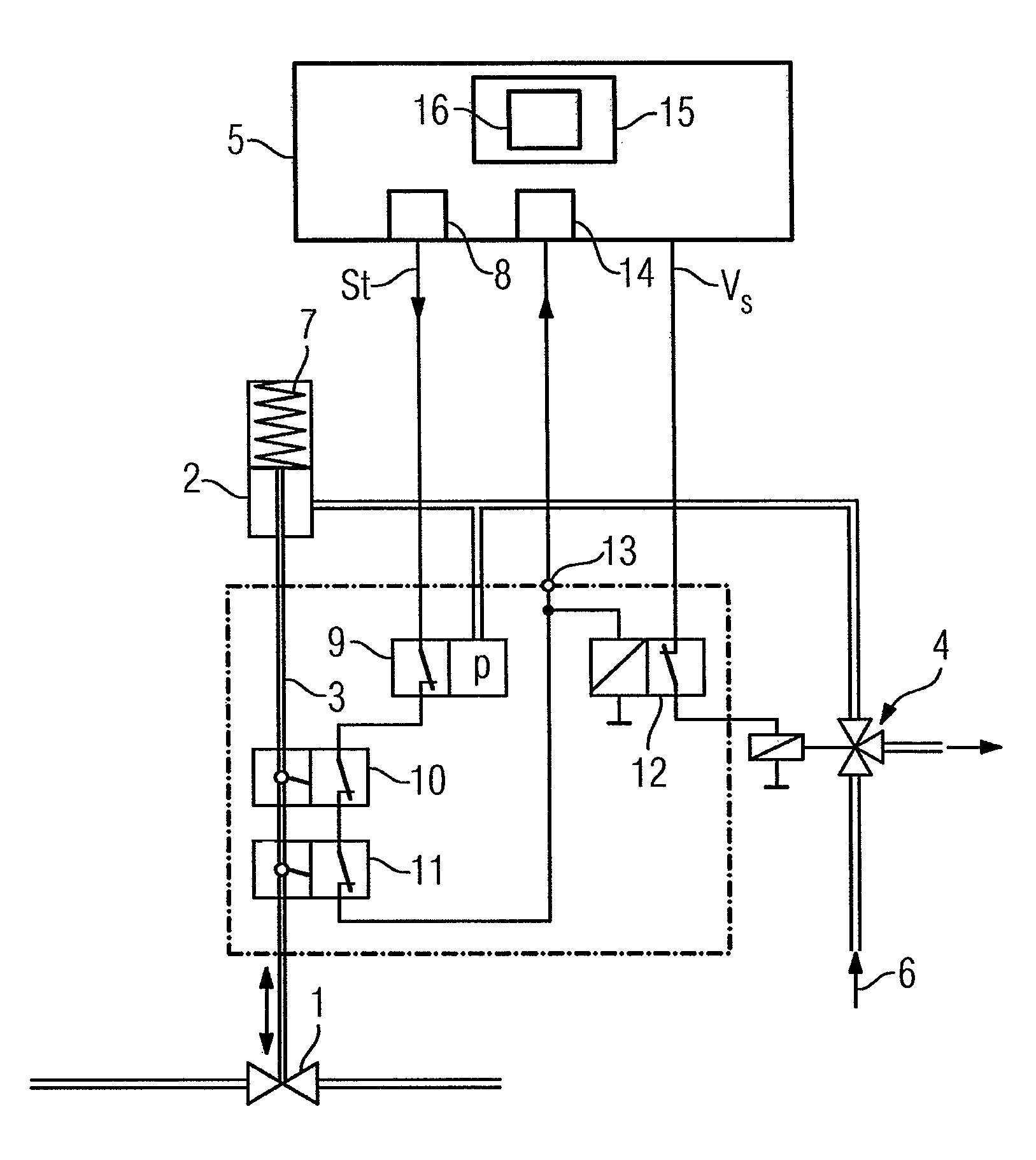 Actuating device for an on/off valve