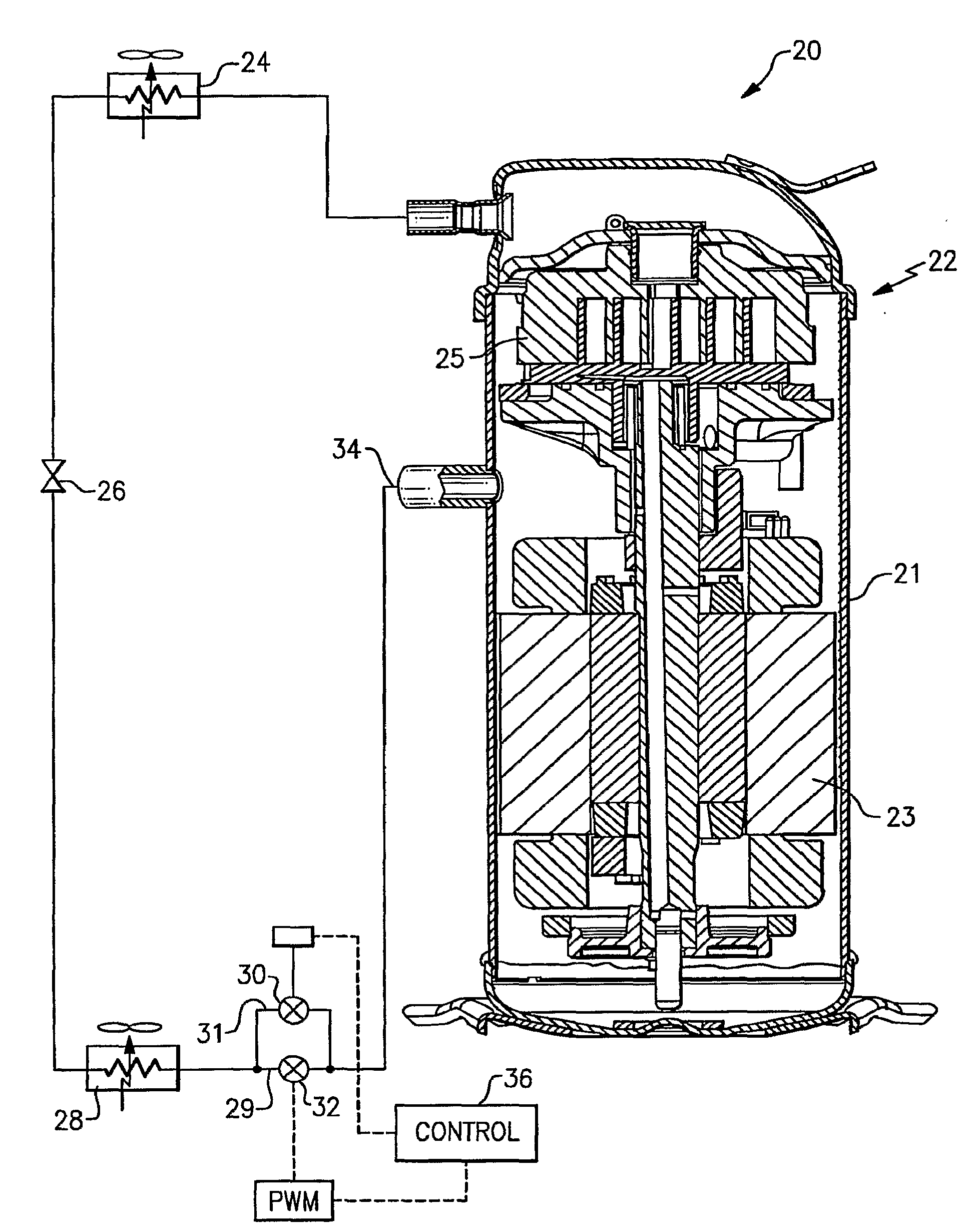 Combined operation and control of suction modulation and pulse width modulation valves