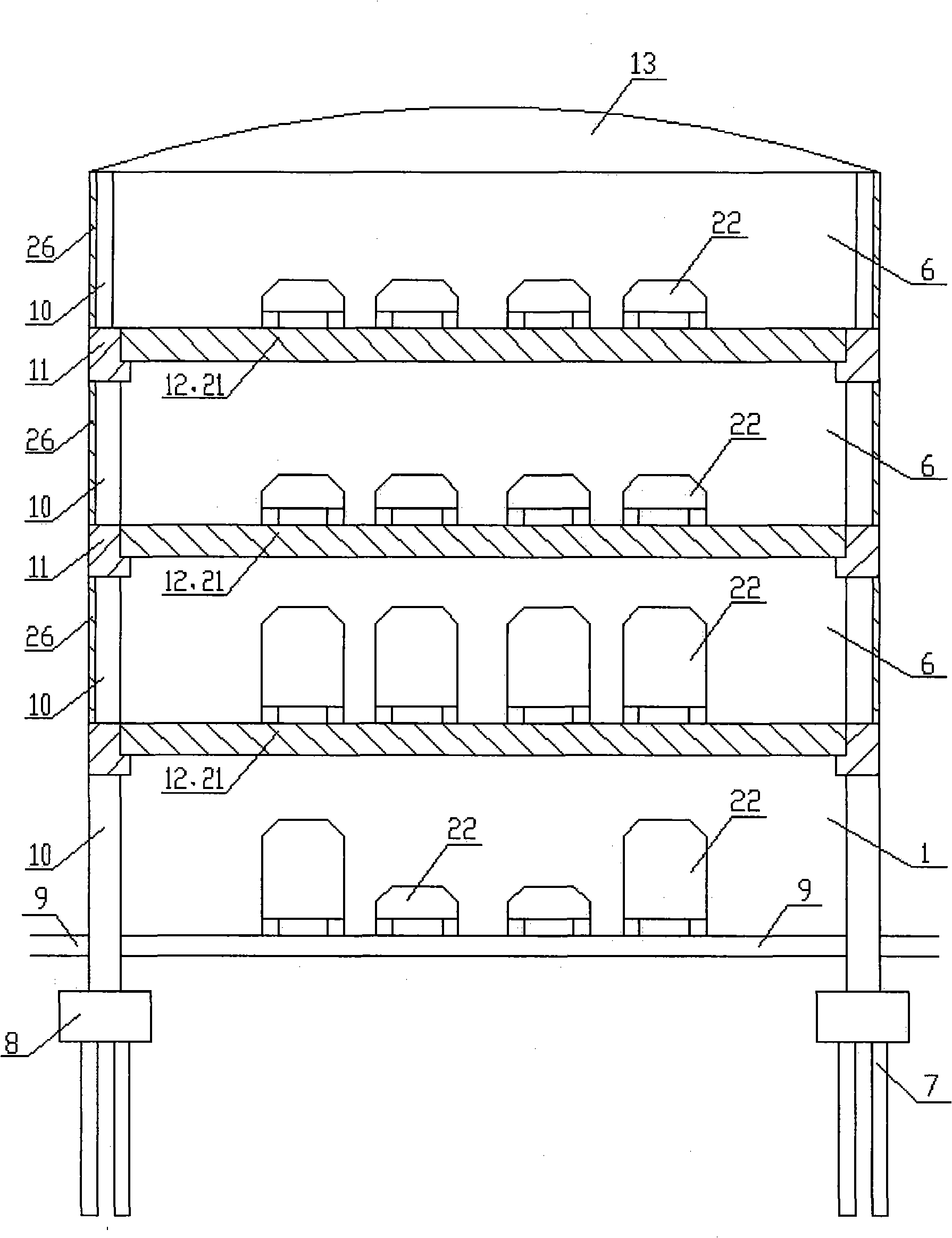 Storied building type channel