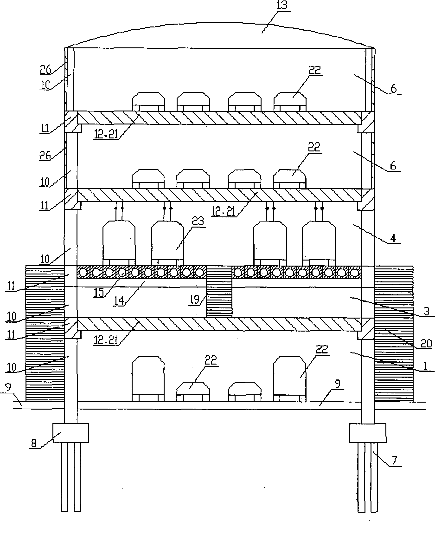 Storied building type channel