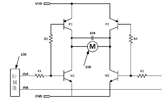 Temperature-protection built-in integrated direct-current motor driving circuit for toy