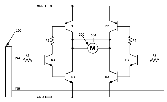 Temperature-protection built-in integrated direct-current motor driving circuit for toy