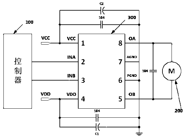 Temperature-protection built-in integrated direct-current motor driving circuit for toy