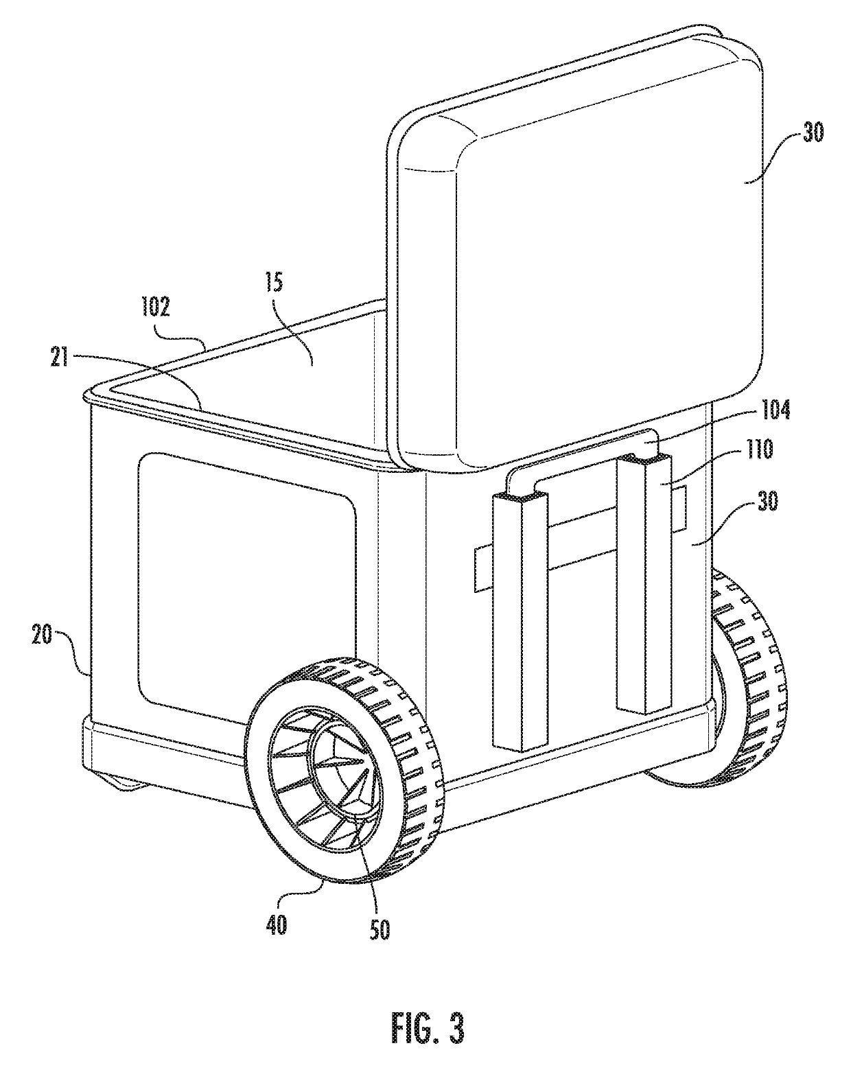 Soft-sided container wheel assembly