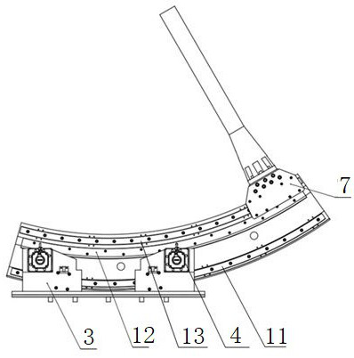 Single-point belly supporting device of two-stage attack angle mechanism and control method