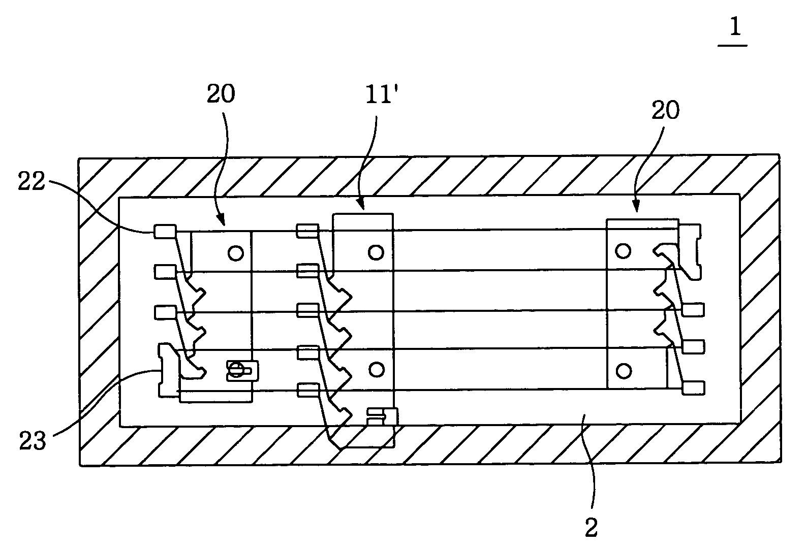 Vacuum fluorescent display device and the support of the cathode thereof