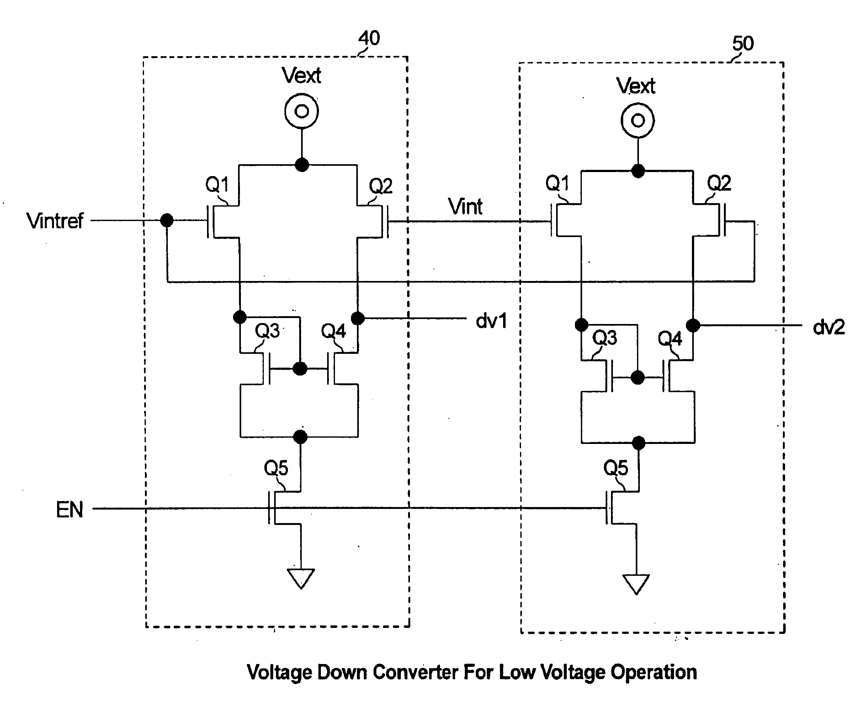 Voltage down converter for low voltage operation