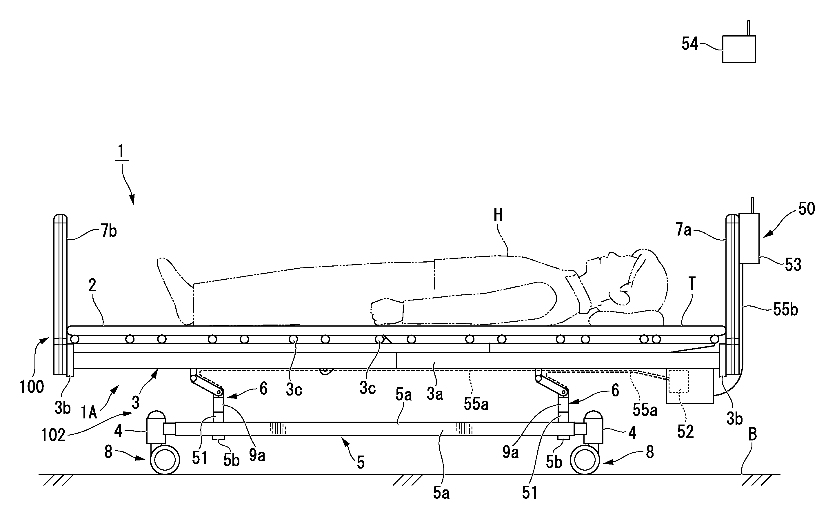 Bed having load detection function and bed-load detector