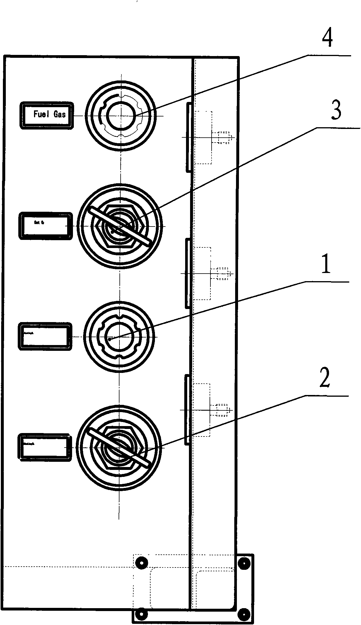 Mounting structure of gas control valve of cutting machine