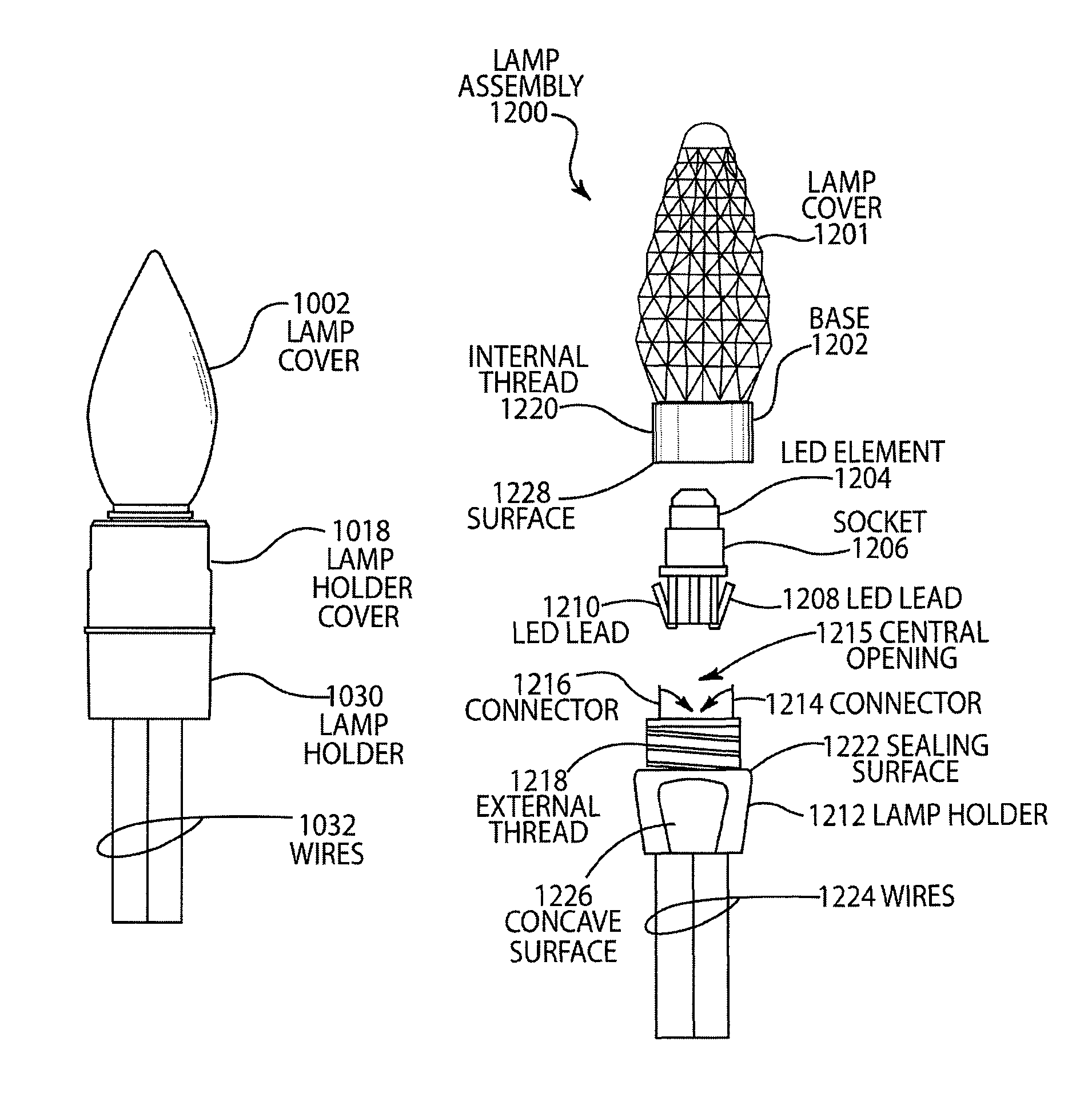 Water-resistant and replaceable LED lamps