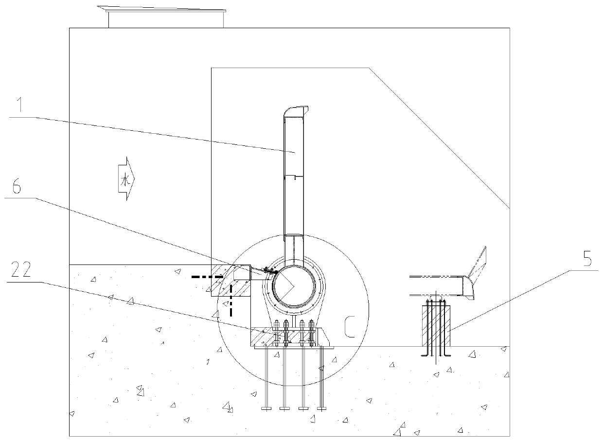 Steel dam gate opened and closed by direct connection type opening and closing machine