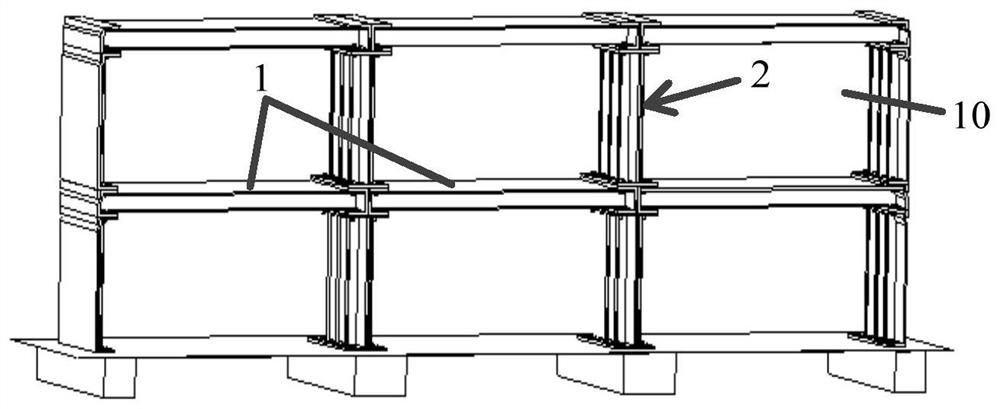 Vibration reduction connecting structure of boxboard type building, boxboard type steel structure building and construction method of boxboard type steel structure building