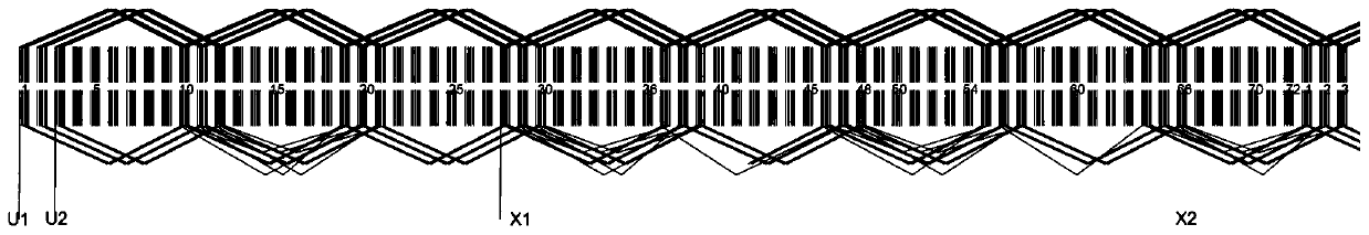 Seventy-two-slot six-layer flat copper wire mixed winding structure and motor using winding structure