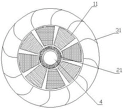 Suspension type efficient excitation flush inclined-jet hydraulic generator and acting method thereof