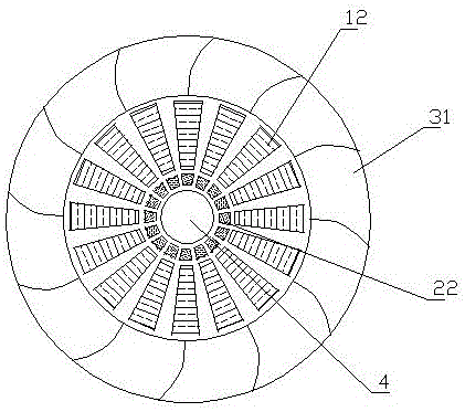 Suspension type efficient excitation flush inclined-jet hydraulic generator and acting method thereof