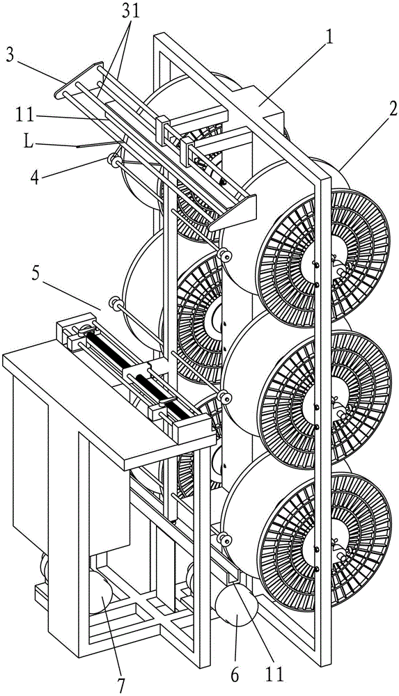 An automatic winding device for nylon cloth tape of zipper weaving machine