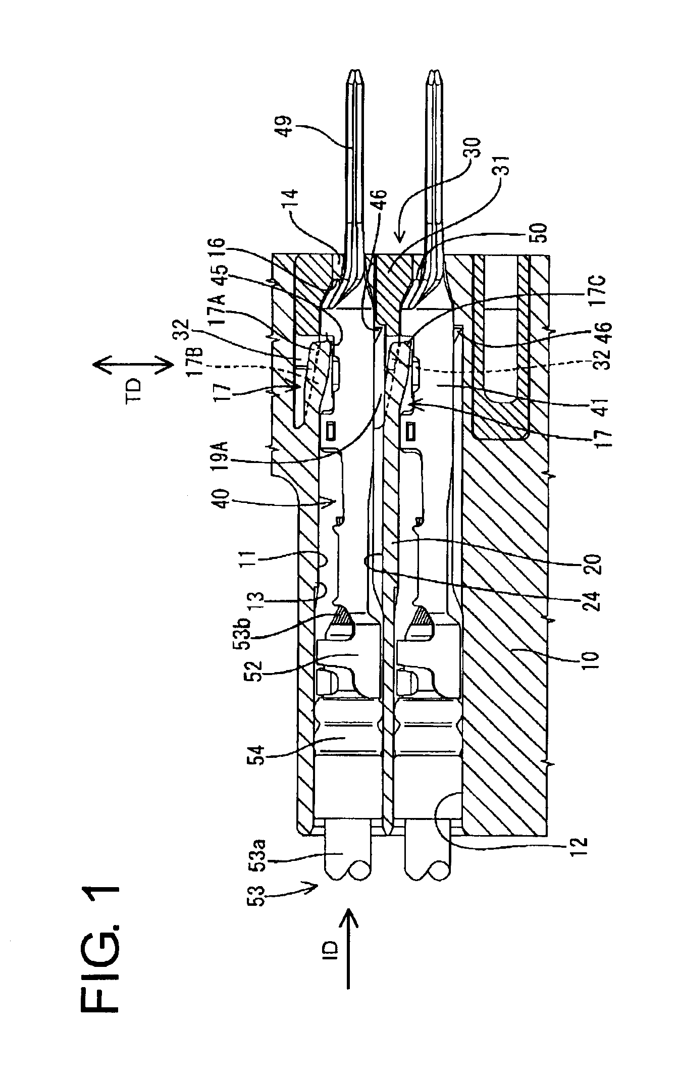 Connector housing with resilient lock having increased rigidity