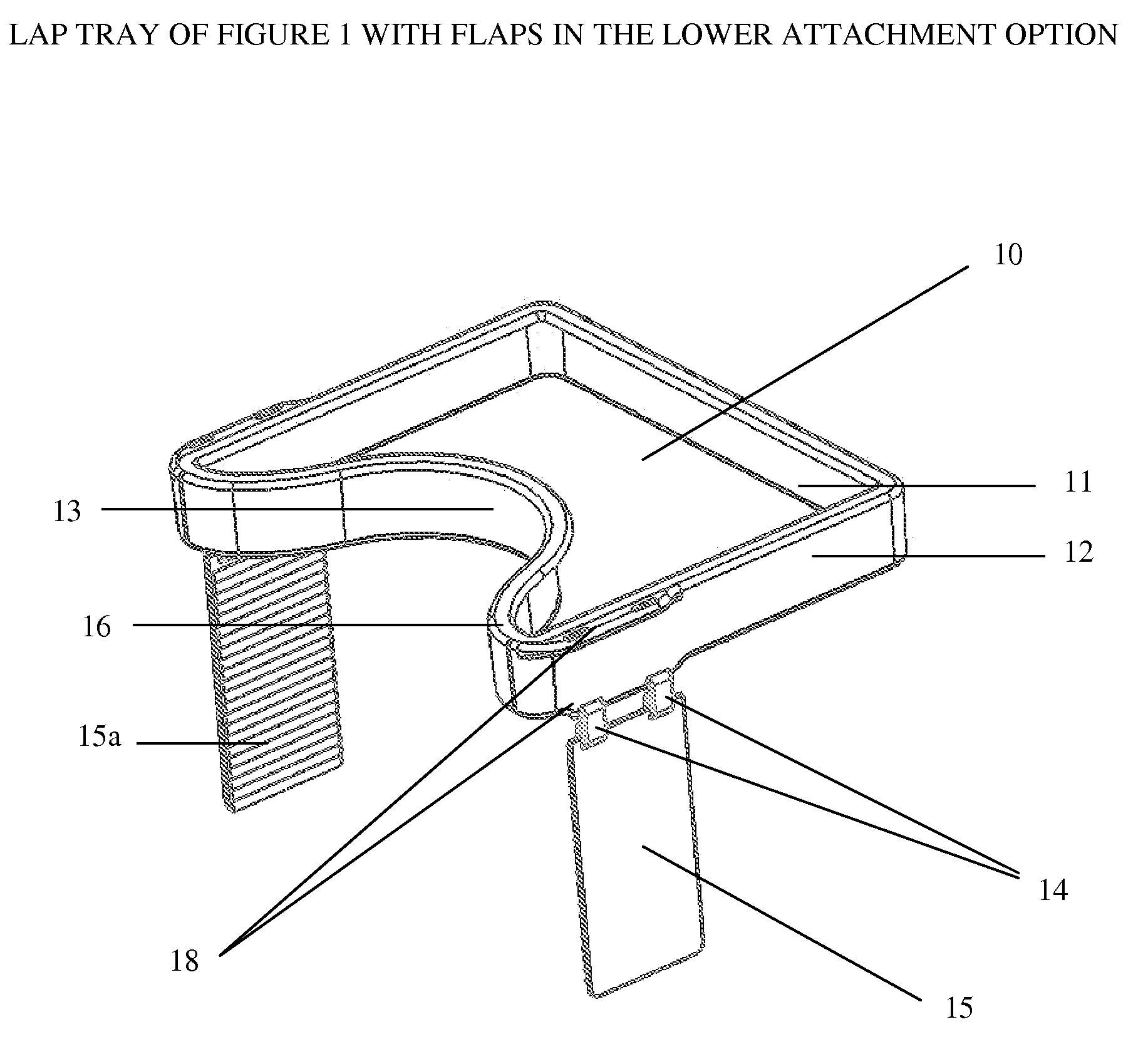 Impact collapsible non-rigid lap tray with four surrounding high sides