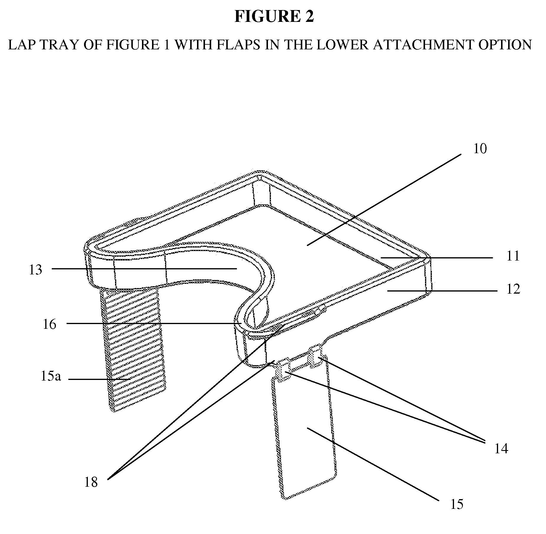 Impact collapsible non-rigid lap tray with four surrounding high sides